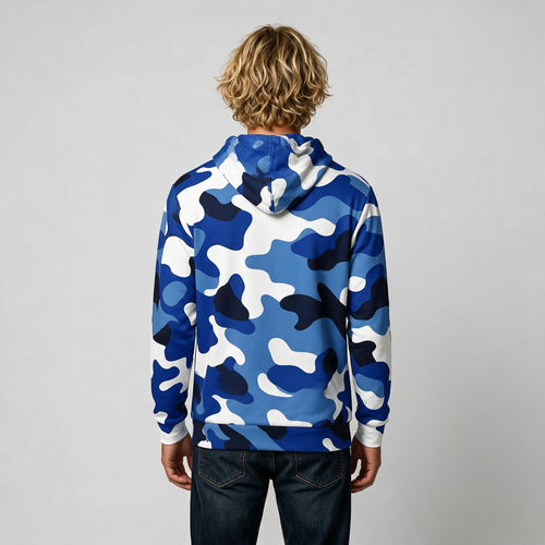 Arctic Blue and White Camo Pattern Hoodie | All-Over Print