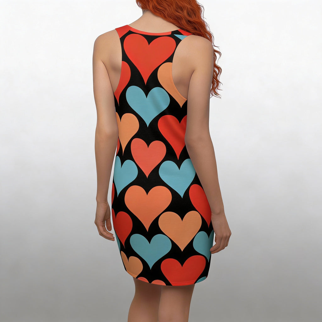 Retro Color Block Hearts Dress Valentine's Day