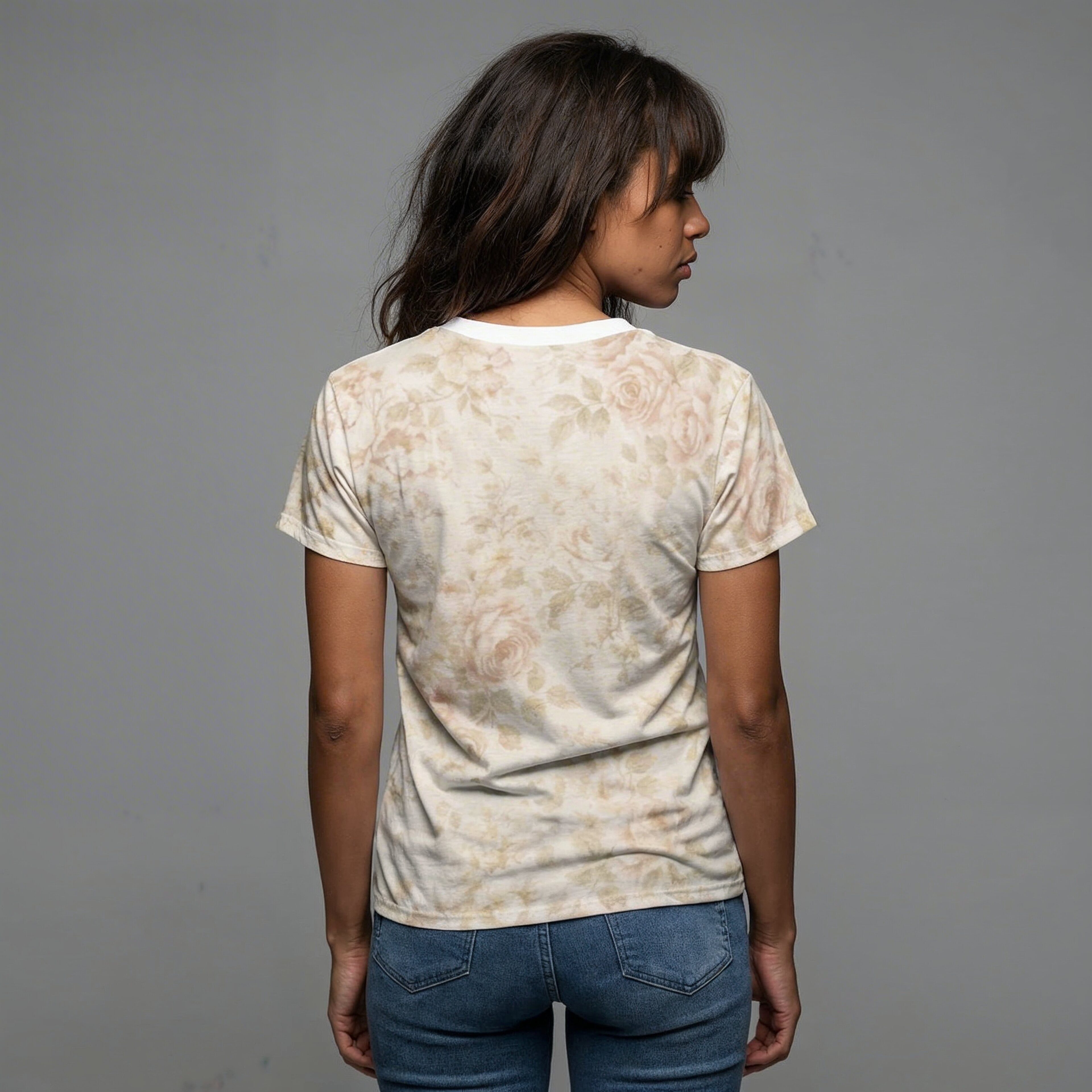 Vintage Blush Rose Floral Print Tee