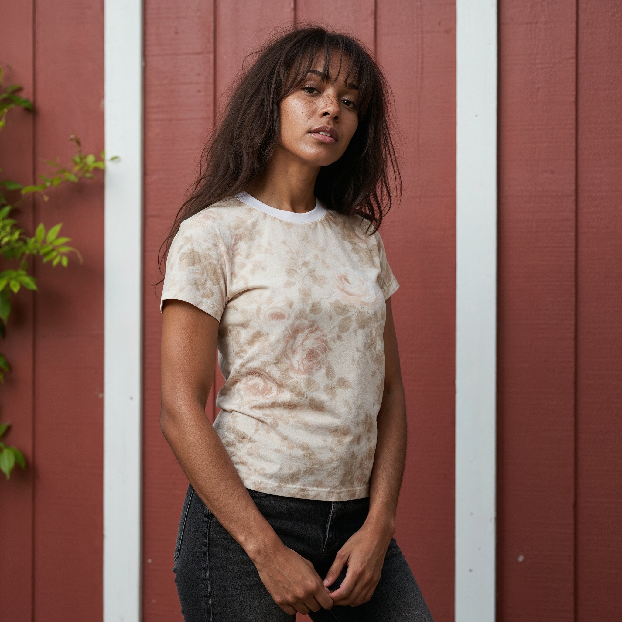 Vintage Blush Rose Floral Print Tee