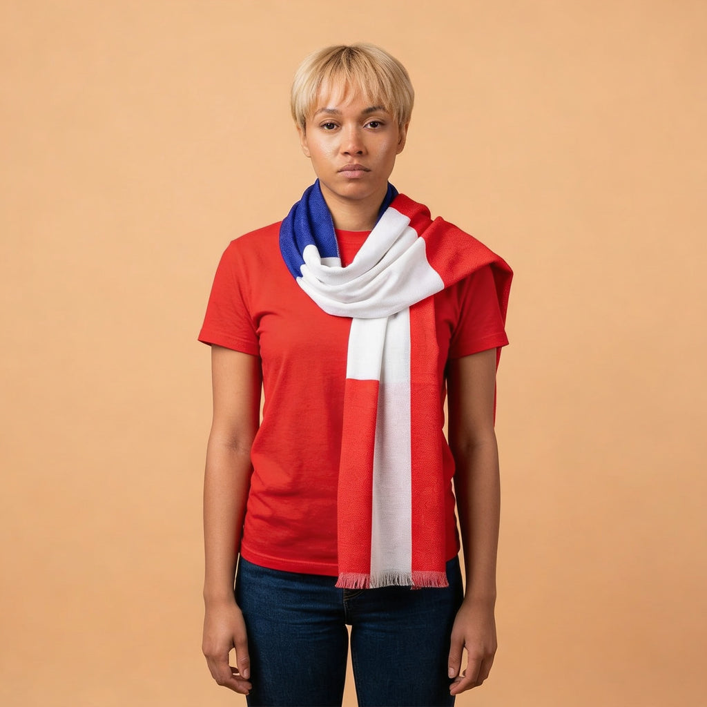 French Flag Lightweight Scarf — Tricolor Blue White Red Travel & Parade Accessory
