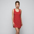 Red Polka Dot Racerback Dress | White Spots All-Over Print