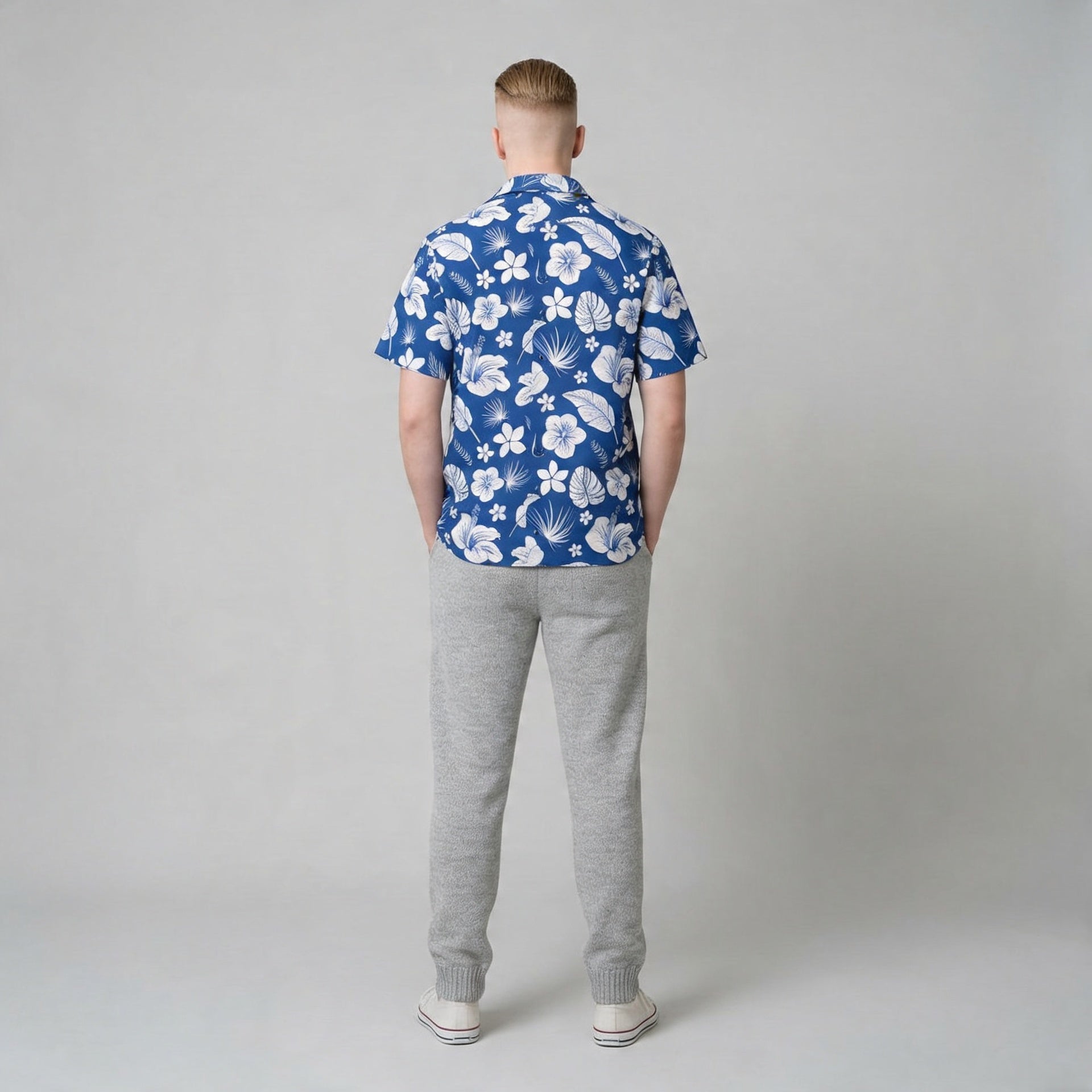 Hawaiian Floral Camp Shirt – Blue Tropical Aloha Print