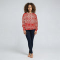 Red Knit Fair Isle Snowflake Hoodie | Christmas Holiday Pullover