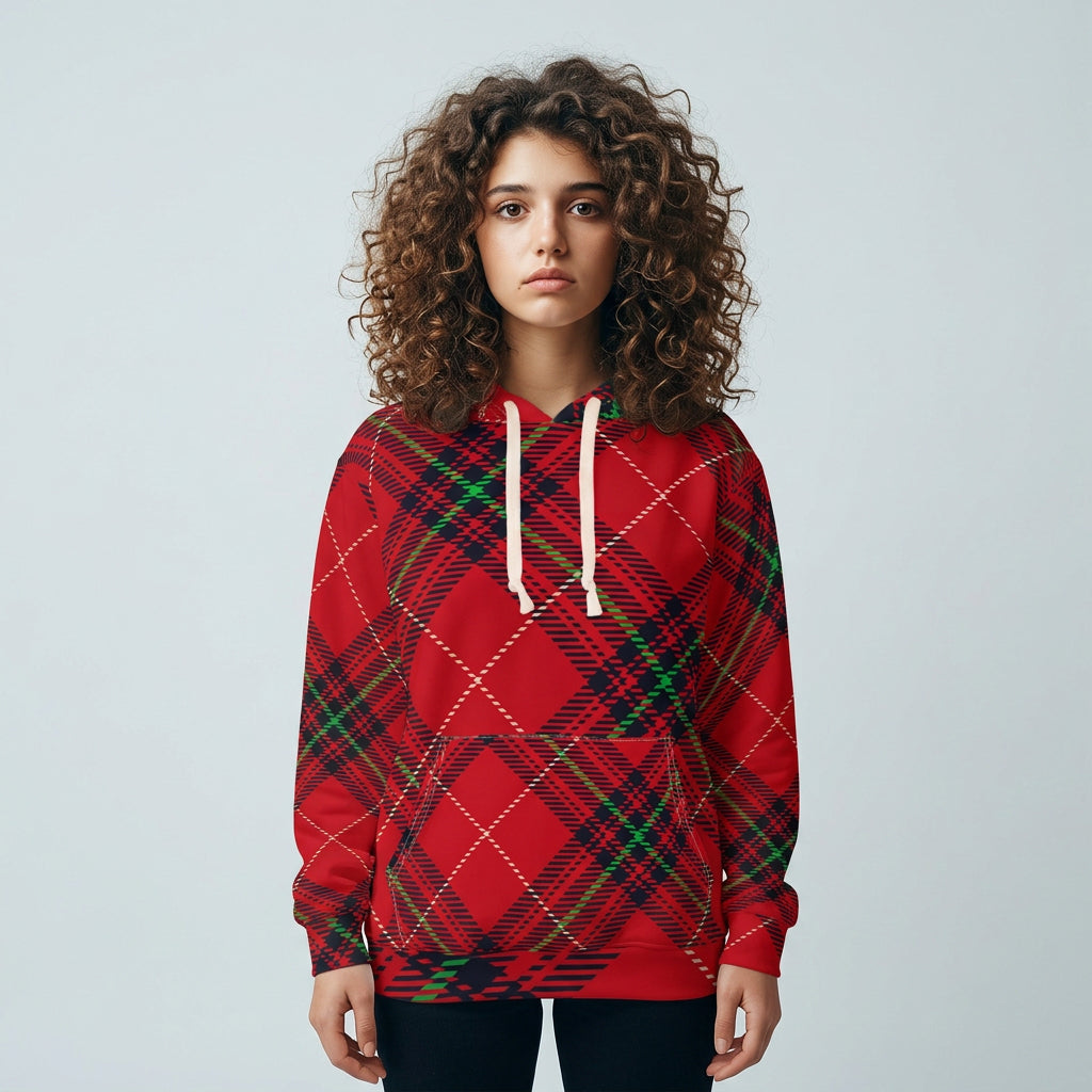 Red Tartan Plaid Hoodie | All-Over Print