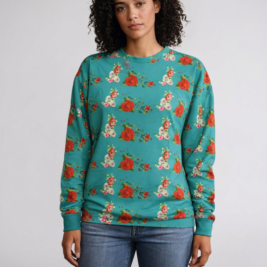 Red Rose Floral Pattern Sweatshirt | All-Over Print