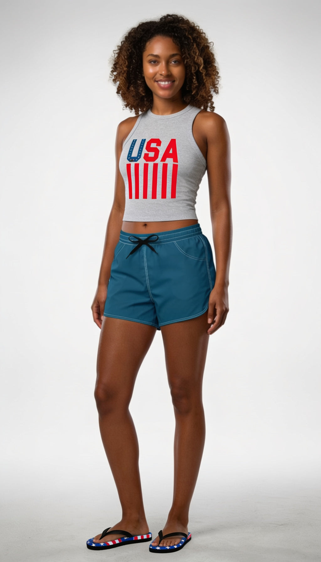 Teal Gradient Stripe Shorts | Casual Beachwear
