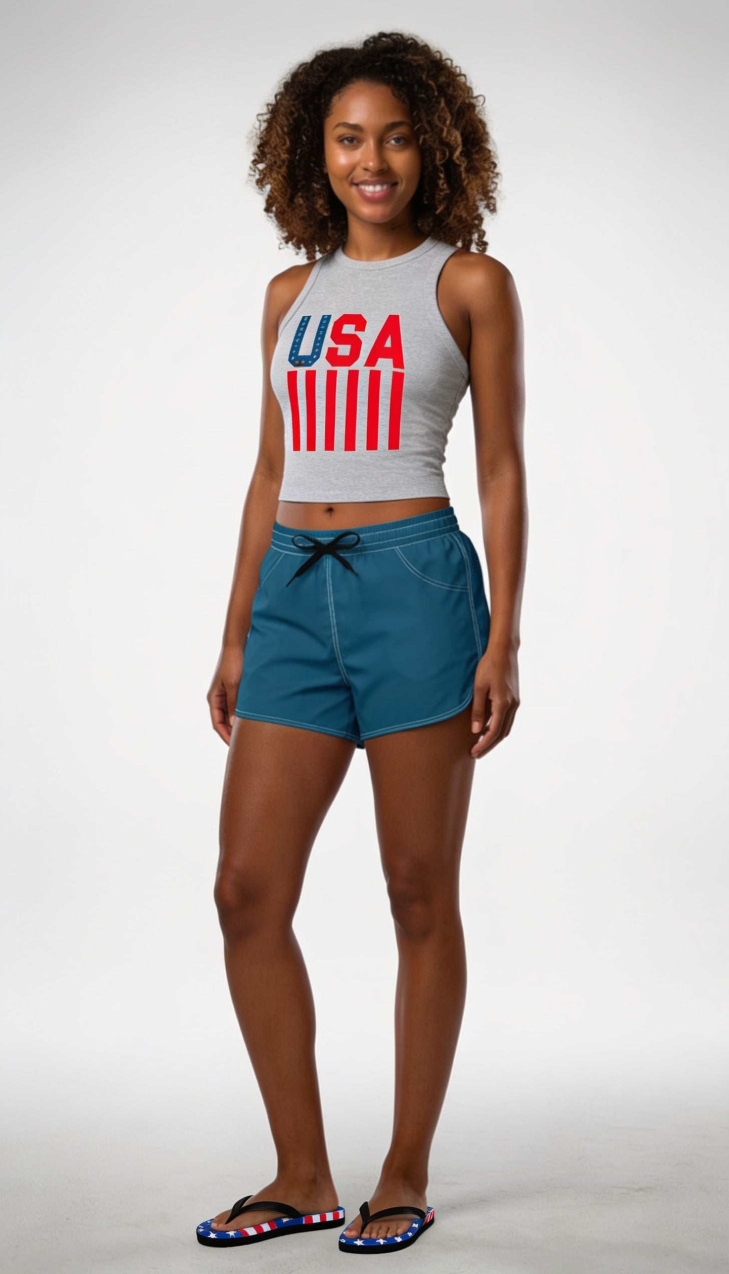 Teal Gradient Stripe Shorts | Casual Beachwear